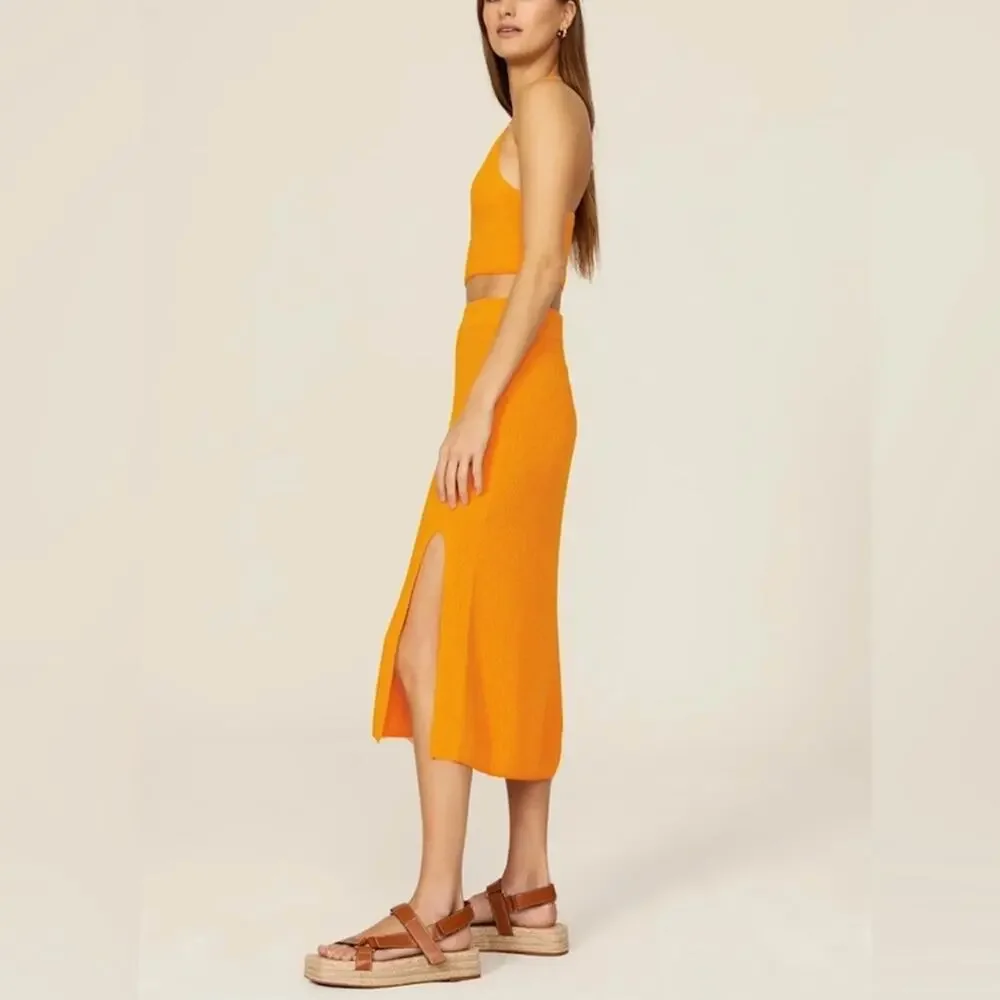 Rag & Bone Women's Soleil Deep Yellow Knit Midi Skirt Size Medium - Picture 11 of 13